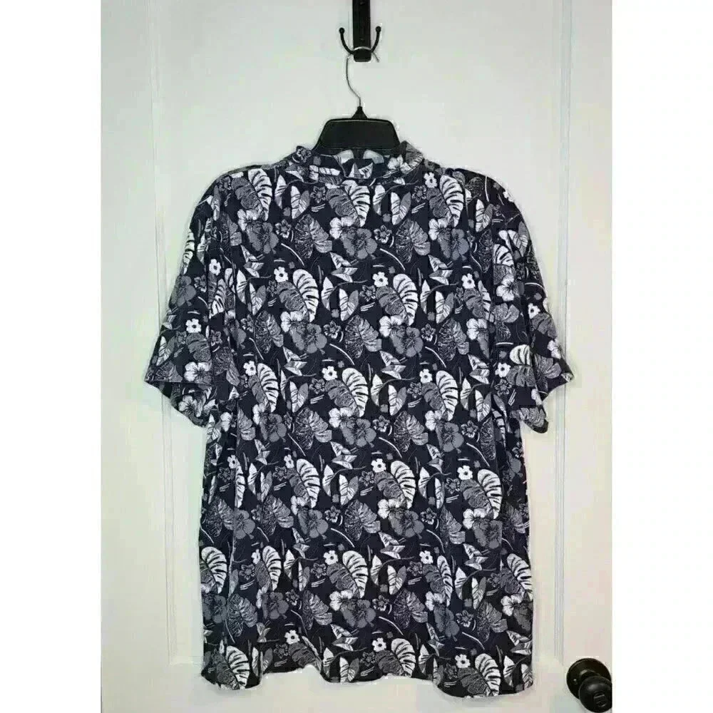 Size XXL Polo Ralph Lauren Navy Blue Tropical Floral Polo Shirt Monstera